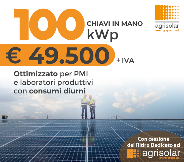 Promo Fotovoltaico 100 kWp Chiavi in Mano